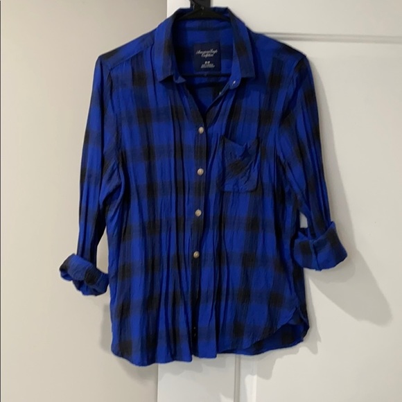 Blue and Black Plaid Shirt💕 - Picture 2 of 2